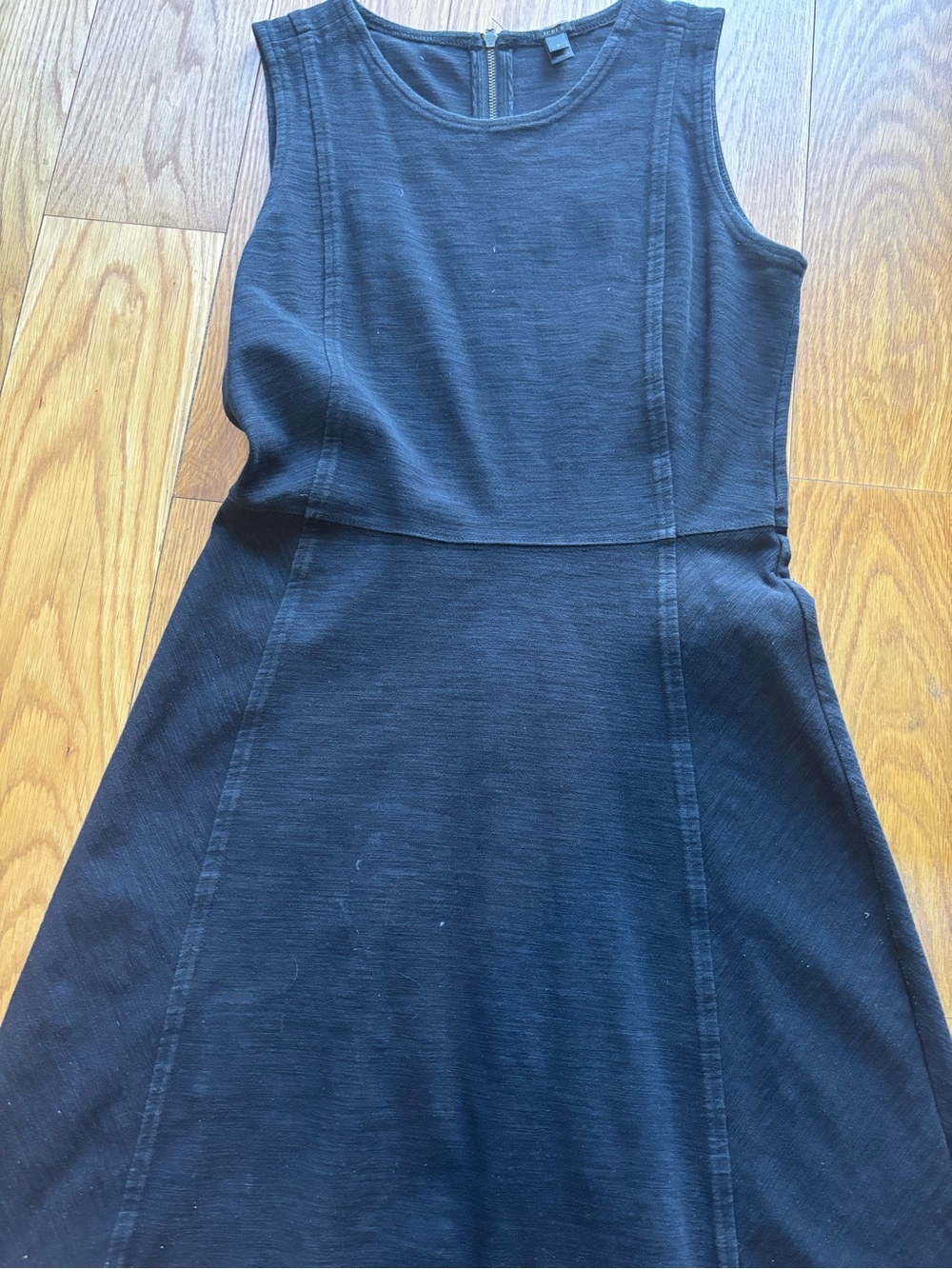 J. Crew Black Sleeveless Fit-and-Flare Dress with Exposed Zip